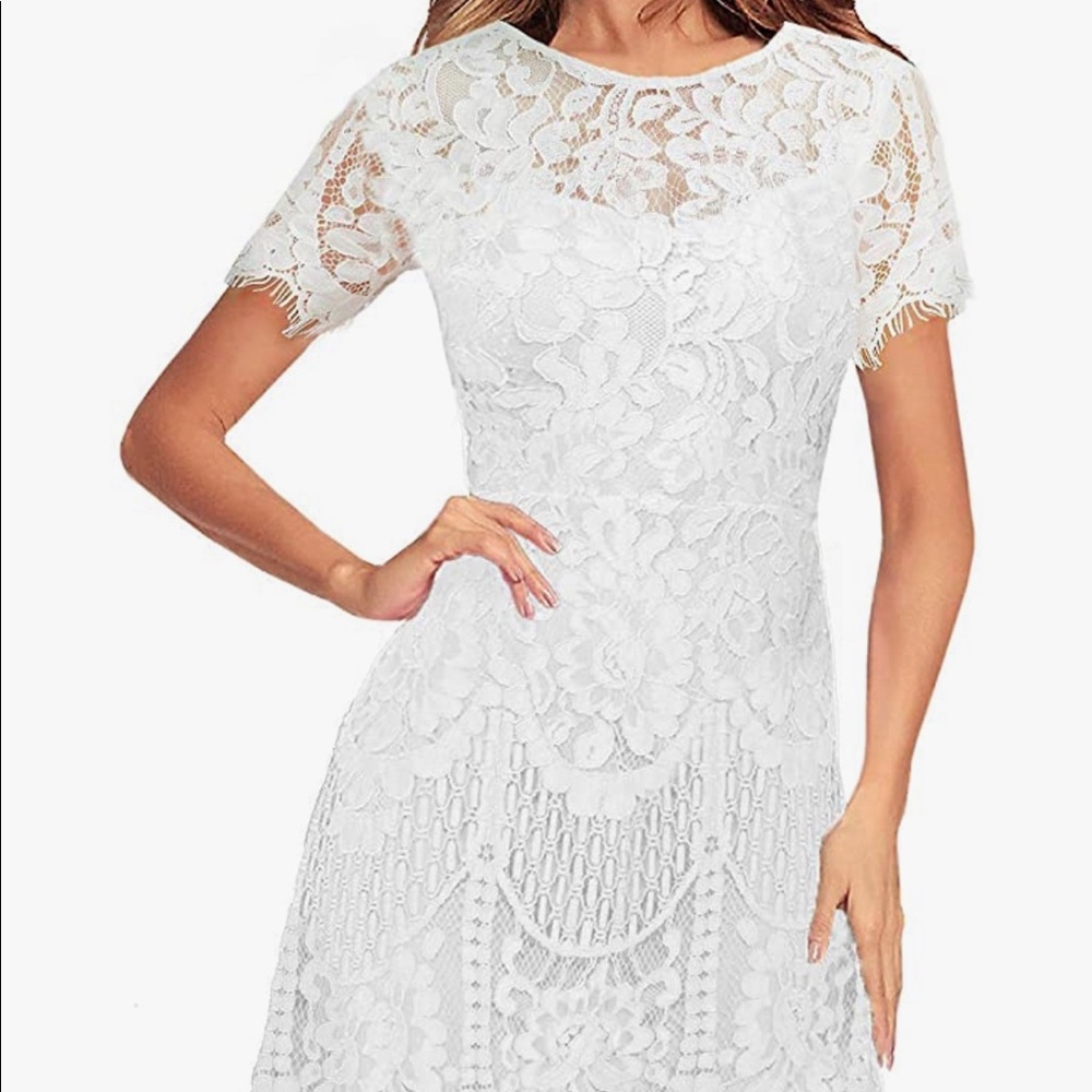 White Lace A-line Dress